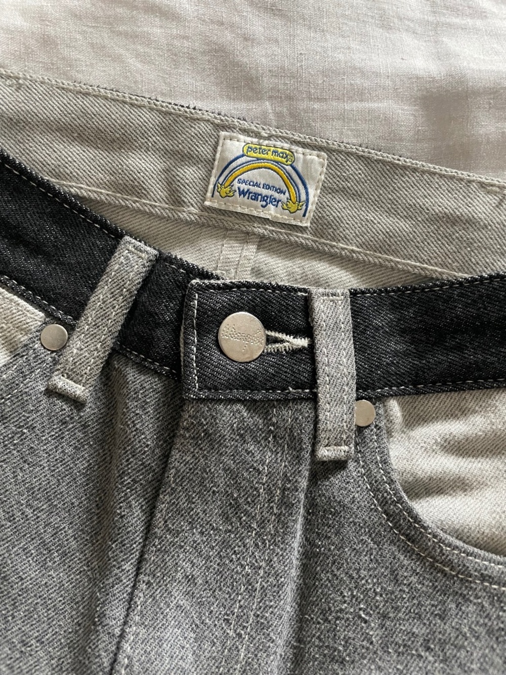 Peter Max x Wrangler colorblock denim '70s retro straight jeans - Picture 3 of 10